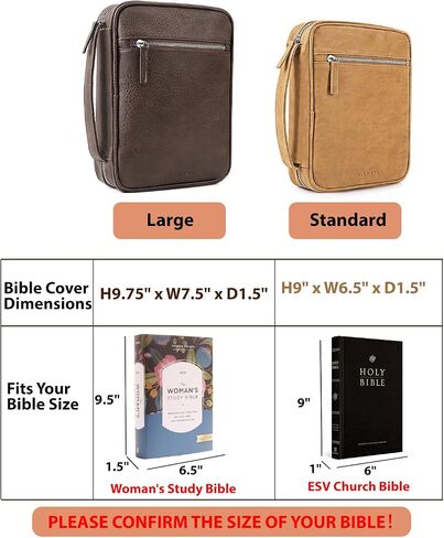 Bible Cover - Bible Case with Durable Handle, Men's Carrying Book Case Church Bag Bible, Fits Bibles up to 9" x 6.5", Protective with Zippered Pocket, Ideal for Father's Gift, Christian Gift in Kuwait