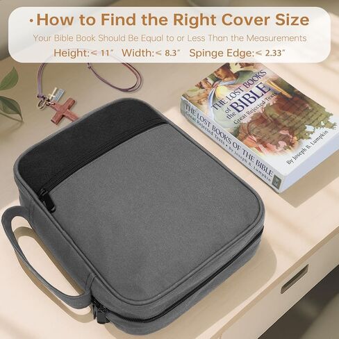 Bible Cover Bible Case for Men Canvas Carrying Cases Book Protector Case Bible Bag with Durable Handle Study Supplies Accessories Christian Gifts (Brown+Black, Large) in Saudi Arabia