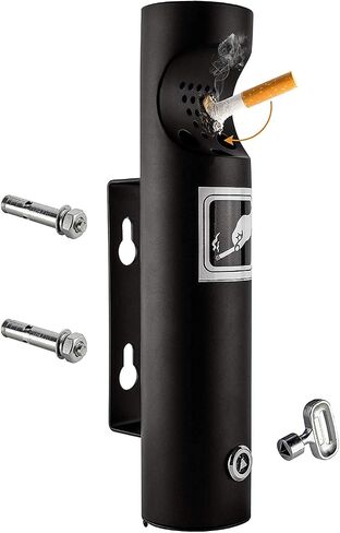 Wall Mounted Outdoor Cigarette Butt Receptacle (Black) in Kuwait