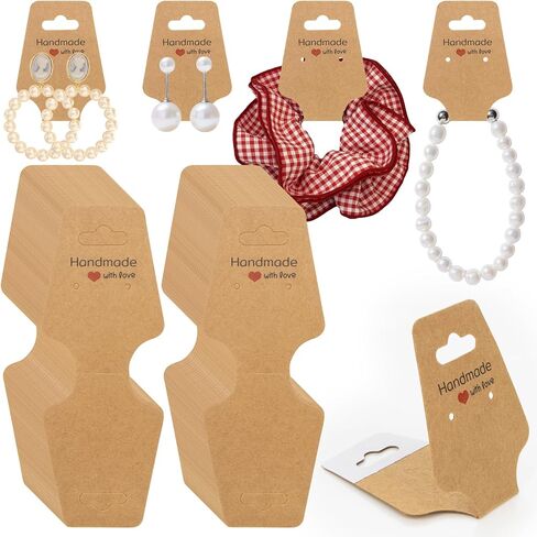 100PCS Bracelet Display Cards - Self Adhesive Jewelry Packaging for Small Business, Writable Hanging Necklace Display Cards for Selling Earrings, Hair Ties, Keychains, Handmade Jewelry, 4.7x1.7 Inch in Saudi Arabia