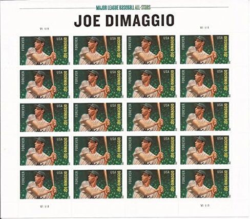 Joe Dimaggio U.S. Forever Sheet of 20 Forever Stamps Scott 4697 in Saudi Arabia