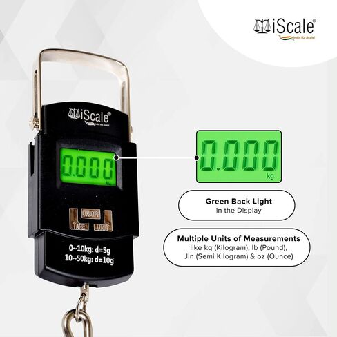 Handy 50kg x 10g Digital Portable Hanging Weighing Scale with Stainless Steel Hook for Luggage, Cylinder, Fishing, and Multipurpose Industrial Weighing Use in Saudi Arabia