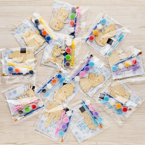 VENUSFIT Frozen Party Favors for Kids – 12 PCS DIY Winter Wooden Painting Crafts with Bubble Wands - Frozen Birthday Party Supplies, Decorations, Goodie Bag Fillers for Girls & Toddlers in Saudi Arabia