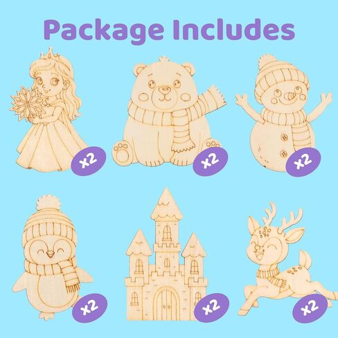 VENUSFIT Frozen Party Favors for Kids – 12 PCS DIY Winter Wooden Painting Crafts with Bubble Wands - Frozen Birthday Party Supplies, Decorations, Goodie Bag Fillers for Girls & Toddlers in Saudi Arabia