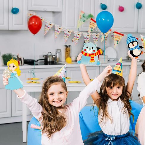 VENUSFIT Frozen Party Favors for Kids – 12 PCS DIY Winter Wooden Painting Crafts with Bubble Wands - Frozen Birthday Party Supplies, Decorations, Goodie Bag Fillers for Girls & Toddlers in Saudi Arabia