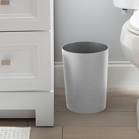 Bath Bliss Hammered Design Waste Bin | 1 Pack | Round Open Top | 10 Liter | Bathroom Trash Can | Kitchen | Office | Bedroom | Textured Plastic | Wastebasket | Black in Kuwait
