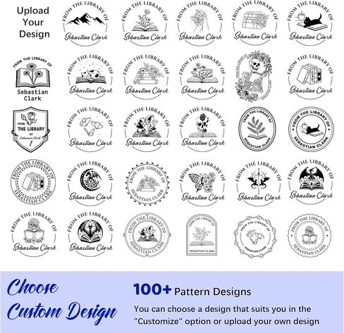 Book Embosser Personalized, Custom Wedding Personal Book stamp Napkin Monograms Paper from the Library of Embosser for Envelopes Napkins Invitation Books, 100+ Patterns Designs in Saudi Arabia