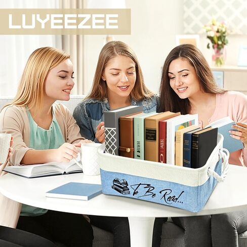 هدية عاشق الكتب ، سلة تخزين الكتب TBR - لتكون قراءة قائمة منظم بن مع مقابض | يحمل 10-15 كتب | إكسسوارات القراءة للديدان الكتب ، صناديق كتب المكتبة | 3 ألوان (أبيض + بيج) in Saudi Arabia