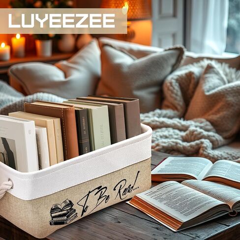هدية عاشق الكتب ، سلة تخزين الكتب TBR - لتكون قراءة قائمة منظم بن مع مقابض | يحمل 10-15 كتب | إكسسوارات القراءة للديدان الكتب ، صناديق كتب المكتبة | 3 ألوان (أبيض + بيج) in Saudi Arabia