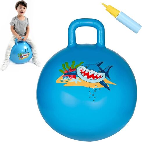 INPANY Hopper Ball, 18 Inches Bouncy Ball with Handles, Bouncing Bounce Balls Hopper, Inflatable Jumping Hopping Toys for Kids Ages 3-6, Hoppity Hop Girls Boys Gifts, Pump Included in Kuwait