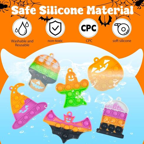 Halloween Party Favors for Kids,24 Packs Mini Pop Fidget Toys with Novelty Cards, Bulk Trick or Treat Keychain for Toddler Teen Age 3-8,8-12,Halloween Goodie Bag Stuffers Classroom Prizes Sensory Toy in Saudi Arabia
