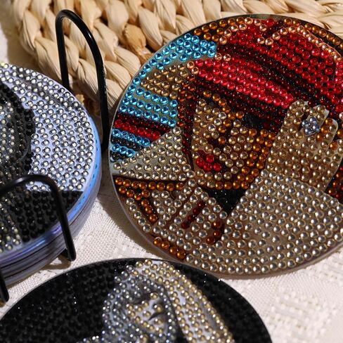 8 PCS Singer Diamond Art Coasters Kits ، Pop Star Diamond Painting Coaster مع مجموعة من 8 ، Diy Drink Coasters Frange Supplies للبالغين كأس السجادة للديكور المنزلي. in Kuwait