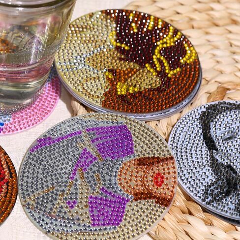 8 PCS Singer Diamond Art Coasters Kits ، Pop Star Diamond Painting Coaster مع مجموعة من 8 ، Diy Drink Coasters Frange Supplies للبالغين كأس السجادة للديكور المنزلي. in Kuwait