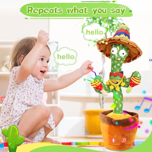رقص Talking Cactus Crasticing Tuy ، الحديث تكرار غناء Sunny Cactus Toy 120 PCS Songs for Baby 15s سجل رقصك. in Kuwait