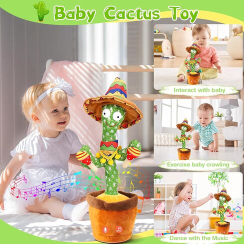 رقص Talking Cactus Crasticing Tuy ، الحديث تكرار غناء Sunny Cactus Toy 120 PCS Songs for Baby 15s سجل رقصك. in Kuwait