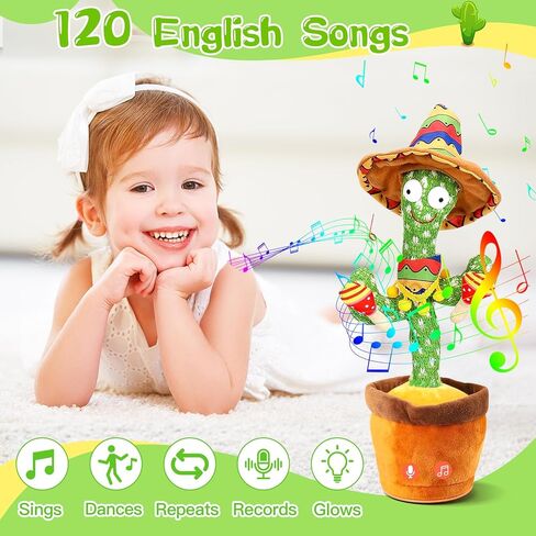 رقص Talking Cactus Crasticing Tuy ، الحديث تكرار غناء Sunny Cactus Toy 120 PCS Songs for Baby 15s سجل رقصك. in Kuwait