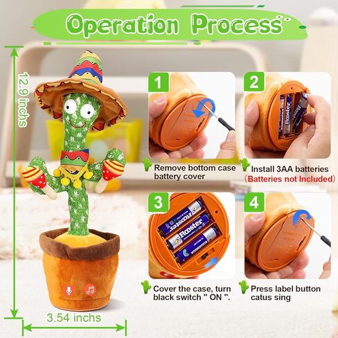 رقص Talking Cactus Crasticing Tuy ، الحديث تكرار غناء Sunny Cactus Toy 120 PCS Songs for Baby 15s سجل رقصك. in Kuwait