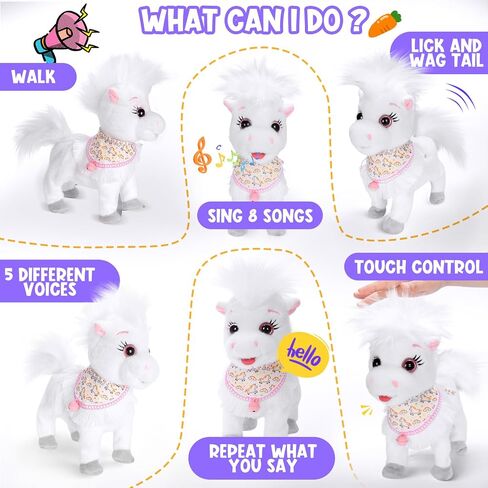 Pink Walking Pony Set Interactive Talking Singing Dancing Horse Walk Along with Remote Control Leash Plush Pony Pet Toy for Kid, Nod Lick Wag Repeat What You Say, 3+ Girl Boy in Saudi Arabia