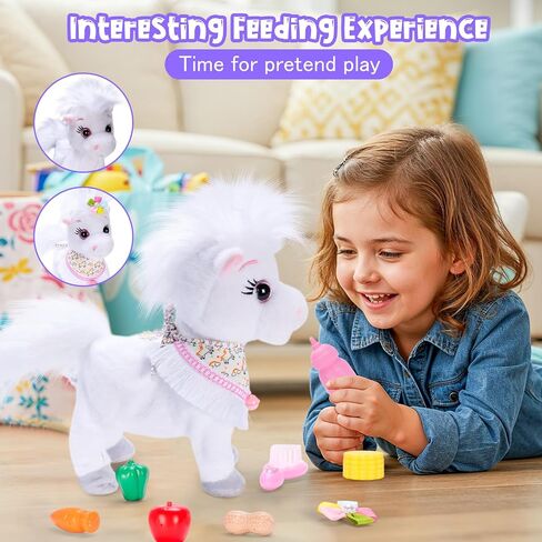 Pink Walking Pony Set Interactive Talking Singing Dancing Horse Walk Along with Remote Control Leash Plush Pony Pet Toy for Kid, Nod Lick Wag Repeat What You Say, 3+ Girl Boy in Saudi Arabia