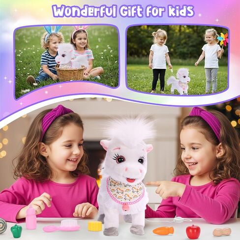 Pink Walking Pony Set Interactive Talking Singing Dancing Horse Walk Along with Remote Control Leash Plush Pony Pet Toy for Kid, Nod Lick Wag Repeat What You Say, 3+ Girl Boy in Saudi Arabia