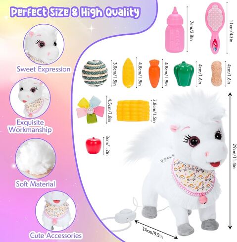 Pink Walking Pony Set Interactive Talking Singing Dancing Horse Walk Along with Remote Control Leash Plush Pony Pet Toy for Kid, Nod Lick Wag Repeat What You Say, 3+ Girl Boy in Saudi Arabia