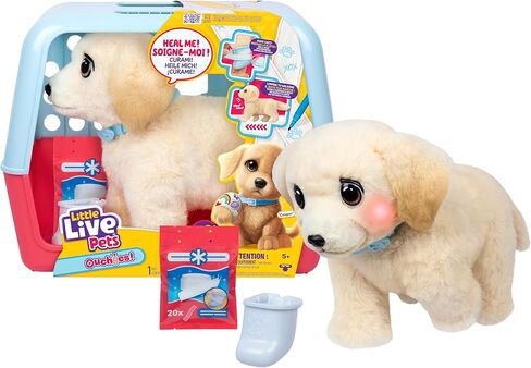 Little Live Pets Ouchies Amazon Exclusive Hazel The Poodle Plush, 50+ Sounds, Limping to Walking Puppy Toy & Carrier, Interactive Toy Dog for Kids 5+ in Saudi Arabia