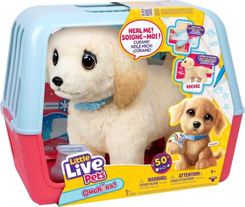 Little Live Pets Ouchies Amazon Exclusive Hazel The Poodle Plush, 50+ Sounds, Limping to Walking Puppy Toy & Carrier, Interactive Toy Dog for Kids 5+ in Saudi Arabia