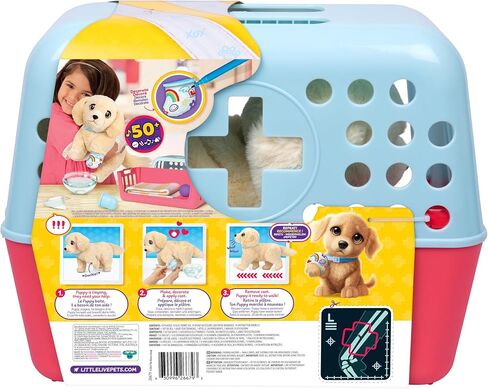 Little Live Pets Ouchies Amazon Exclusive Hazel The Poodle Plush, 50+ Sounds, Limping to Walking Puppy Toy & Carrier, Interactive Toy Dog for Kids 5+ in Saudi Arabia
