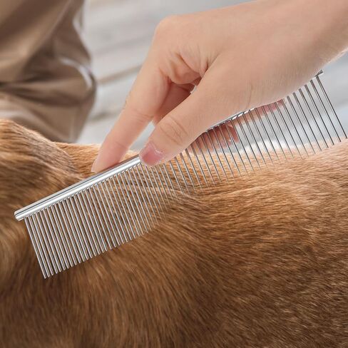 12 Pcs Stainless Steel Dog & Cat Comb, 7.48 Inch Metal Grooming Tool for Removing Knots, Long and Short Haired Pets Including Dogs, Cats & Others in Saudi Arabia