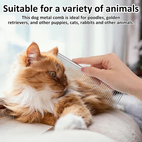12 Pcs Stainless Steel Dog & Cat Comb, 7.48 Inch Metal Grooming Tool for Removing Knots, Long and Short Haired Pets Including Dogs, Cats & Others in Saudi Arabia
