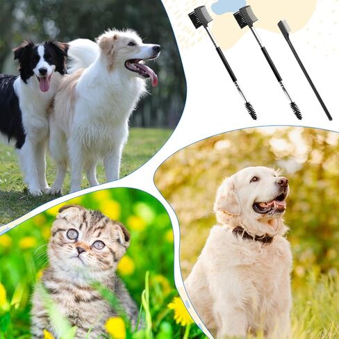 3PCS Pet Grooming Comb, Double-Head Plastic Grooming Comb, Soft Bristles Eye Cleaning Brush for Dogs, Puppies, and Cats, Facial Brush for Gently Removing Tear Stains, Mucus, Crusts, Boogers and Fleas in Saudi Arabia