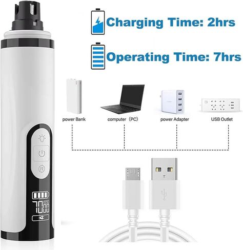 UpgradeHeusom Silent Groom Pro Nail Grinder ، 2025 ترقية Silent Groom Pro Dog Dill Trimmer للكلاب والقطط ، شحنة USB سريعة مع رؤوس طحن بديلة (1+2*رأس بديل) in Kuwait