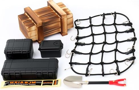 1/10 RC Crawler Roof Decoration Simulation Parts(Luggage Net,Wood Box,Tool Box,Shovel) in Saudi Arabia