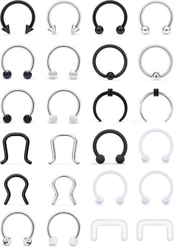 Ftovosyo 25pcs 14G 16G Septum Jewelry Surgical Steel Nose Septum Ring Hoop Retainer Piercing Jewelry for Women Men in Kuwait