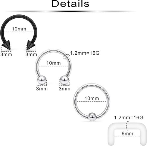 Ftovosyo 25pcs 14G 16G Septum Jewelry Surgical Steel Nose Septum Ring Hoop Retainer Piercing Jewelry for Women Men in Kuwait