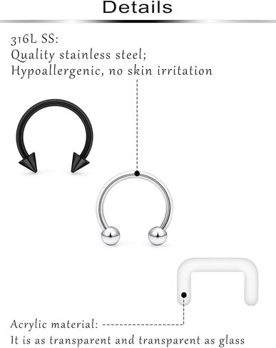 Ftovosyo 25pcs 14G 16G Septum Jewelry Surgical Steel Nose Septum Ring Hoop Retainer Piercing Jewelry for Women Men in Kuwait