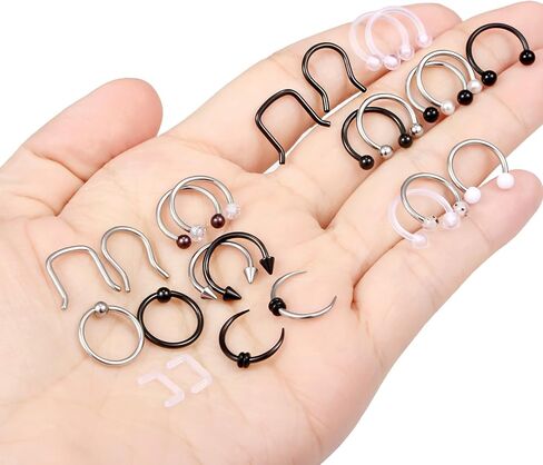 Ftovosyo 25pcs 14G 16G Septum Jewelry Surgical Steel Nose Septum Ring Hoop Retainer Piercing Jewelry for Women Men in Kuwait