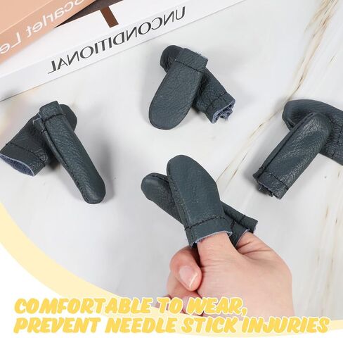 4 Pairs Crochet Finger Protectors, Leather Thimbles for Hand Sewing, Durable Needle Felting Knitting Thimble Guards Felting Tools Finger Protector for Hand Sewing, Embroidery Crafting​ in Saudi Arabia