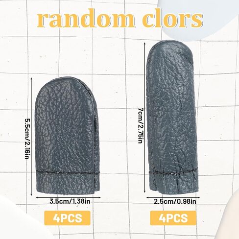 4 Pairs Crochet Finger Protectors, Leather Thimbles for Hand Sewing, Durable Needle Felting Knitting Thimble Guards Felting Tools Finger Protector for Hand Sewing, Embroidery Crafting​ in Saudi Arabia