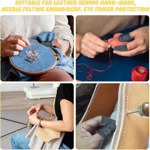4 Pairs Crochet Finger Protectors, Leather Thimbles for Hand Sewing, Durable Needle Felting Knitting Thimble Guards Felting Tools Finger Protector for Hand Sewing, Embroidery Crafting​ in Saudi Arabia