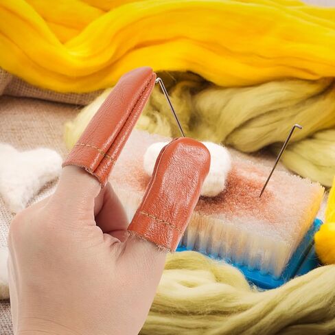 SEWACC 20Pcs Leather Finger Protectors Random Color Needle Felting Finger Thimble Guards for Hand Craft Sewing Knitting in Saudi Arabia