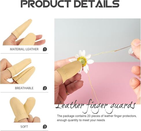 SEWACC 20Pcs Leather Finger Protectors Random Color Needle Felting Finger Thimble Guards for Hand Craft Sewing Knitting in Saudi Arabia