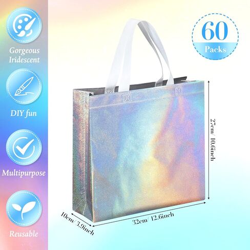 Eccliy 60 Pcs Reusable Gift Tote Bags Housekeeping Appreation Grocery Shopping Bag with Handles for Bridesmaid Wedding(Gold) in Saudi Arabia