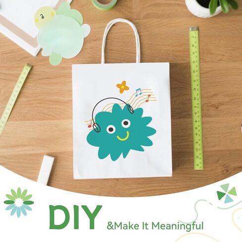 Brothersbox 100pcs حقائب الهدايا الورقية البيضاء متوسطة الحجم 8x4.75x10 بوصة ، أكياس ورقية Kraft مع مقابض كبيرة للتسوق ، الحرف ، الأعمال ، البيع بالتجزئة ، الحفلات ، تناول الطعام ، Goodie ، البقالة in Kuwait