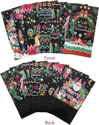 QIQEE 32PCS عيد الميلاد TEACUP Bear Bear Paper Beacs مع 32 ملصقًا 5 "x3" x9.5 "Mini Xmas Party Candy Goodie Snack Facs in Saudi Arabia