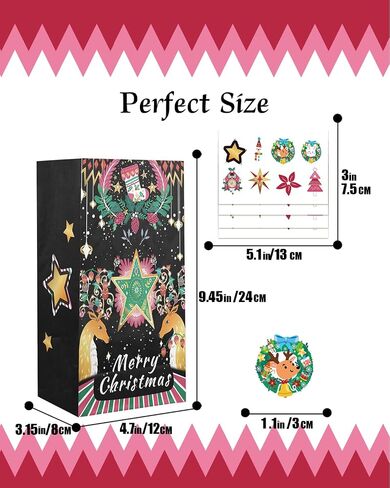 QIQEE 32PCS عيد الميلاد TEACUP Bear Bear Paper Beacs مع 32 ملصقًا 5 "x3" x9.5 "Mini Xmas Party Candy Goodie Snack Facs in Saudi Arabia