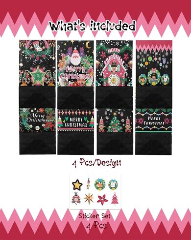 QIQEE 32PCS عيد الميلاد TEACUP Bear Bear Paper Beacs مع 32 ملصقًا 5 "x3" x9.5 "Mini Xmas Party Candy Goodie Snack Facs in Saudi Arabia