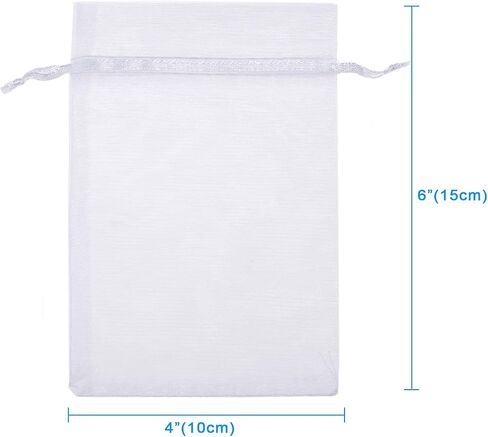 Wentao 100pcs 4x6 (10x15cm) حقائب أورجانية أبيض شفافة لصالح الزفاف مع الرباط ، حفلة حقيبة المجوهرات الممتازة لهدية المهرجان ، الحلوى ، حماية الفاكهة in Kuwait