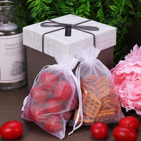 Wentao 100pcs 4x6 (10x15cm) حقائب أورجانية أبيض شفافة لصالح الزفاف مع الرباط ، حفلة حقيبة المجوهرات الممتازة لهدية المهرجان ، الحلوى ، حماية الفاكهة in Kuwait