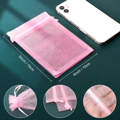 Wentao 100pcs 4x6 (10x15cm) حقائب أورجانية أبيض شفافة لصالح الزفاف مع الرباط ، حفلة حقيبة المجوهرات الممتازة لهدية المهرجان ، الحلوى ، حماية الفاكهة in Kuwait